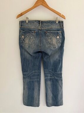 Rock 47 by Wrangler Low Rise Bootcut Jeans Embellished Paisley Scroll SZ 9/10